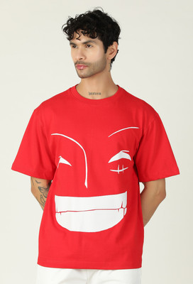 Dili Clothing Printed Men Round Neck Red T-Shirt