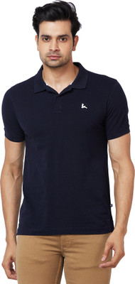 PARX Solid Men Polo Neck Blue T-Shirt