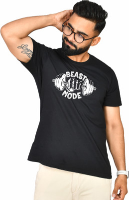 Burundi Blu Printed, Typography Men Round Neck Black T-Shirt