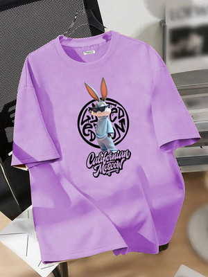 Magneto Printed Men Round Neck Purple T-Shirt