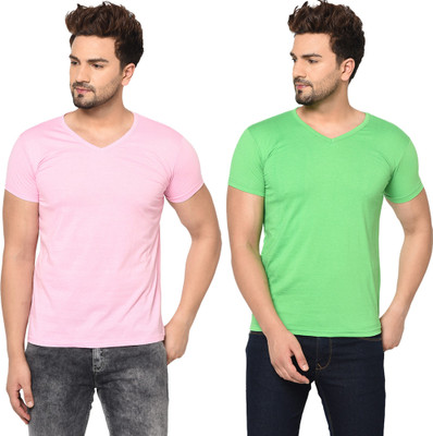 Tresna Trendy Solid Men V Neck Multicolor T-Shirt