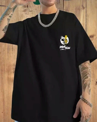 Hikaru Printed, Typography Men Round Neck Black T-Shirt