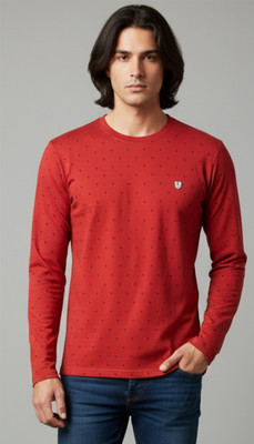 SAND PIPER Printed Men Round Neck Orange T-Shirt