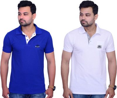 La Milano Solid Men Polo Neck White T-Shirt