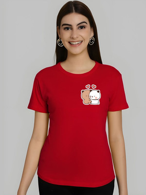 SZN Graphic Print Women Round Neck Red T-Shirt