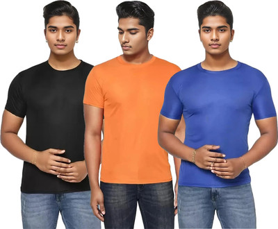 Expert Choice Solid Men Round Neck Multicolor T-Shirt
