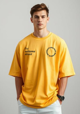 UrGear Graphic Print Men Round Neck Yellow T-Shirt
