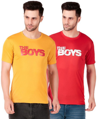 PUREHYPE Printed Men Round Neck Yellow, Red T-Shirt