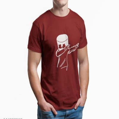 TARSHI Printed Men Round Neck Maroon T-Shirt