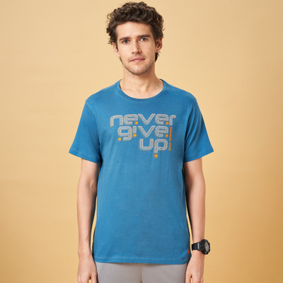 Ajile By Pantaloons Solid Men Round Neck Blue T-Shirt