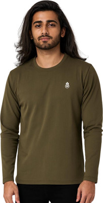 HOTMOD Self Design Men Round Neck Dark Green T-Shirt