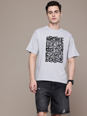 Moda Rapido Graphic Print Men Round Neck Grey T-Shirt