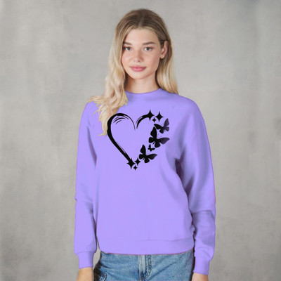 HouseOfCommon Printed Women Round Neck Purple T-Shirt