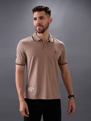 GIORDANO Solid Men Polo Neck Brown T-Shirt