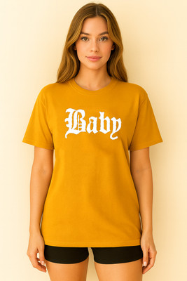 RAJARANCHO Printed Women Round Neck Yellow T-Shirt