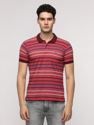 CROCODILE Striped Men Polo Neck Red T-Shirt