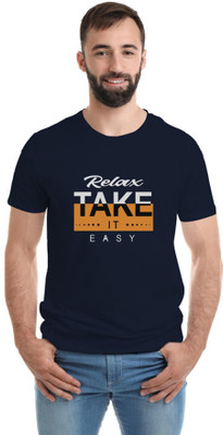 SmarTee Street Typography Men Round Neck Blue T-Shirt