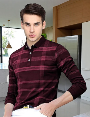 Autna Printed Men Polo Neck Maroon T-Shirt