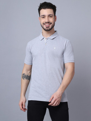 CANTABIL Solid Men Polo Neck Grey T-Shirt