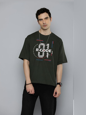 R.Code by The Roadster Life Co. Printed Men Round Neck Green T-Shirt
