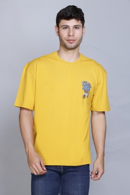 Fort Collins Printed Men Round Neck Yellow T-Shirt