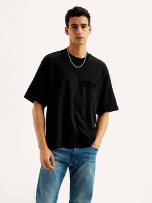 LEVI'S Solid Men Round Neck Black T-Shirt