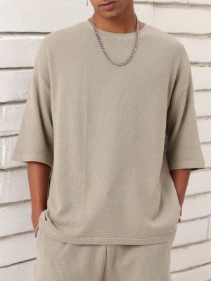 Kook N Keech Solid Men Round Neck Grey T-Shirt