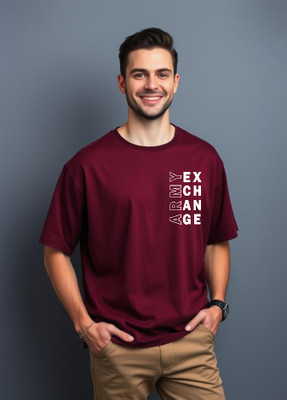 UrGear Graphic Print Men Round Neck Maroon T-Shirt