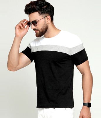 AUSK Printed Men Round Neck White, Black, Grey T-Shirt