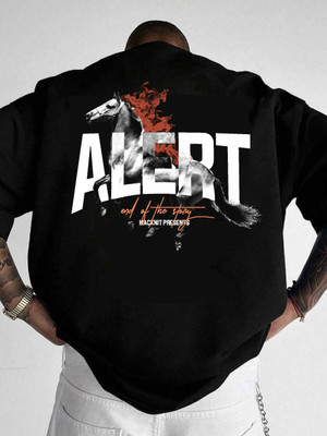 Macknit Printed Men Round Neck Black T-Shirt