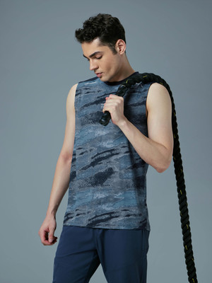 TECHNOSPORT Printed Men Crew Neck Blue T-Shirt
