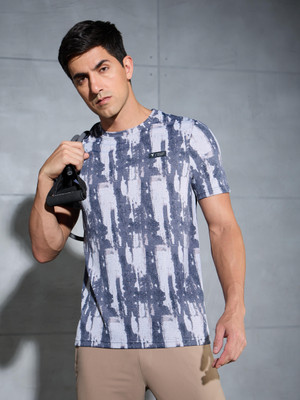 TECHNOSPORT Printed Men Crew Neck Grey T-Shirt
