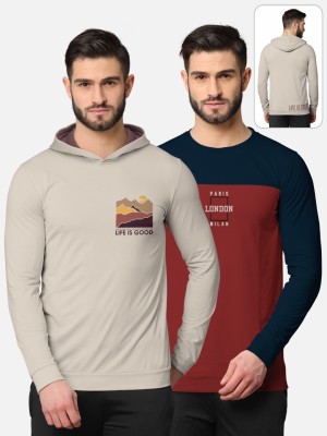 Bullmer Printed Men Hooded Neck Multicolor T-Shirt