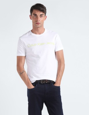 Calvin Klein Jeans Solid Men Crew Neck White T-Shirt