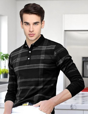Autna Printed Men Polo Neck Black T-Shirt