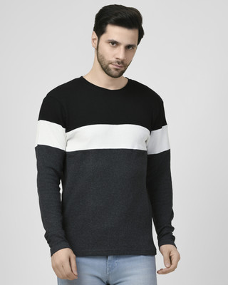 SMASH SMART WEAR Colorblock Men Round Neck Grey T-Shirt
