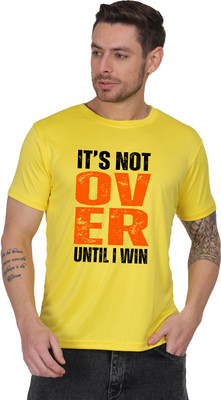Saras Self Design Men Round Neck Reversible Yellow T-Shirt