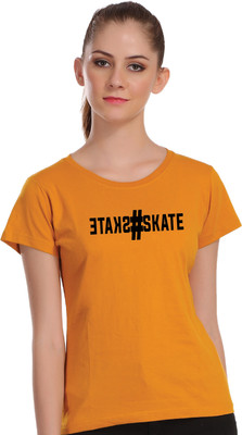 APEX Printed, Typography Women Round Neck Yellow T-Shirt