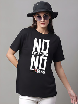 Kaido Graphic Print Women Round Neck Black T-Shirt