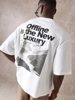 HASTEN Printed Men Round Neck White T-Shirt