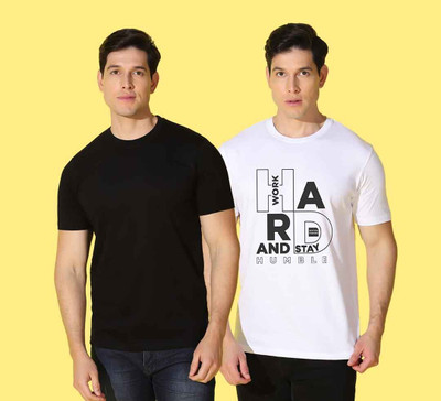WOOSTRO Printed, Solid Men Round Neck Multicolor T-Shirt