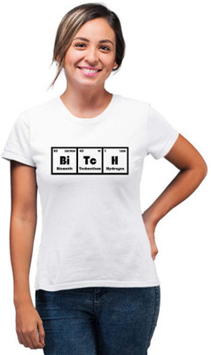 SmarTee Street Printed, Typography Women Round Neck White T-Shirt