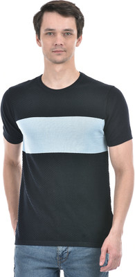 NUMERO UNO Solid Men Round Neck Dark Blue T-Shirt