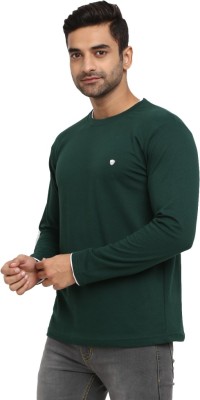 V-MART Solid Men Round Neck Dark Green T-Shirt