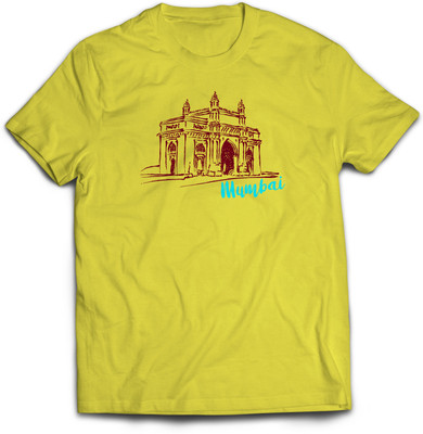 CITEES Printed Men Round Neck Yellow T-Shirt