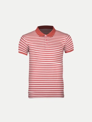 radprix Striped Men Polo Neck Red T-Shirt