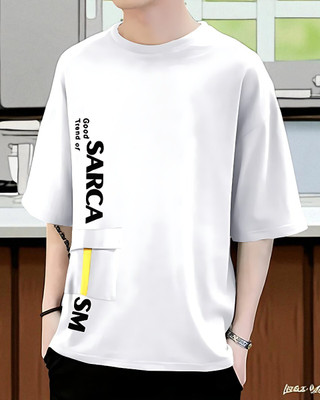 FAOES Typography Men Round Neck White T-Shirt