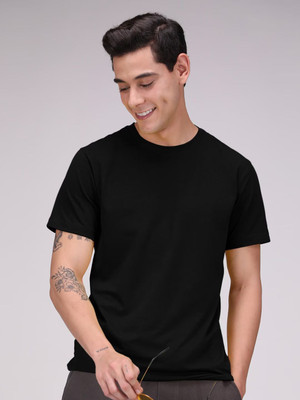 OrrganicChics Solid Men Round Neck Black T-Shirt