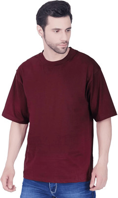 Tdoc Solid Men Round Neck Purple T-Shirt