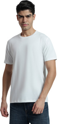 Rare Bond Studios Solid Men Round Neck White T-Shirt